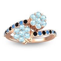 Aquamarine Fashion Ring In 18K Rose Gold With Black Onyx And Swiss Blue Topaz – Kusomoda Statement Ring