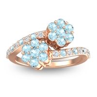 Aquamarine Fashion Ring In 14K Rose Gold With Lab Diamond – Kusomoda Statement Ring