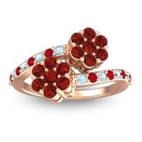 Garnet Fashion Ring In 18K Rose Gold With Aquamarine And Ruby – Kusomoda Statement Ring