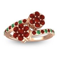 Garnet Fashion Ring In 14K Rose Gold With Emerald – Kusomoda Statement Ring