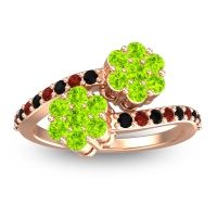 Peridot Fashion Ring In 18K Rose Gold With Black Onyx And Garnet – Kusomoda Statement Ring