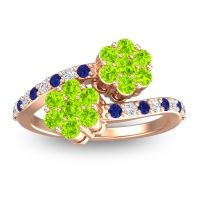 Peridot Fashion Ring In 18K Rose Gold With Blue Sapphire And Diamond – Kusomoda Statement Ring