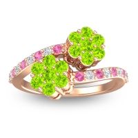 Peridot Fashion Ring In 18K Rose Gold With Pink Tourmaline And Diamond – Kusomoda Statement Ring