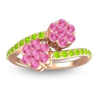 Pink Tourmaline Fashion Ring In 18K Rose Gold With Peridot – Kusomoda Statement Ring