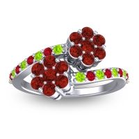 Garnet Fashion Ring In 18k White Gold With Peridot And Ruby – Kusomoda Statement Ring