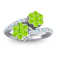 Peridot Fashion Ring In Palladium With Diamond And Aquamarine – Kusomoda Statement Ring