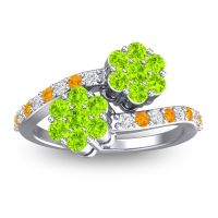 Peridot Fashion Ring In Palladium With Diamond And Citrine – Kusomoda Statement Ring