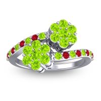 Peridot Fashion Ring In 18k White Gold With Ruby – Kusomoda Statement Ring
