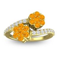 Citrine Fashion Ring In 14k Yellow Gold With Lab Diamond – Kusomoda Statement Ring
