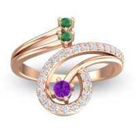 Amethyst Fashion Ring In 18K Rose Gold With Emerald And Lab Diamond – Parusa Statement Ring