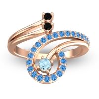 Aquamarine Fashion Ring In 18K Rose Gold With Black Onyx And Swiss Blue Topaz – Parusa Statement Ring