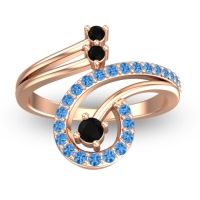 Black Onyx Fashion Ring In 18K Rose Gold With Swiss Blue Topaz – Parusa Statement Ring