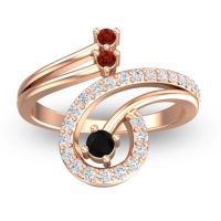 Black Onyx Fashion Ring In 14K Rose Gold With Garnet And Diamond – Parusa Statement Ring