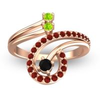 Black Onyx Fashion Ring In 18K Rose Gold With Peridot And Garnet – Parusa Statement Ring