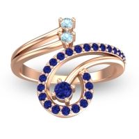 Blue Sapphire Fashion Ring In 18K Rose Gold With Aquamarine – Parusa Statement Ring