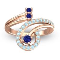 Blue Sapphire Fashion Ring In 18K Rose Gold With Aquamarine – Parusa Statement Ring