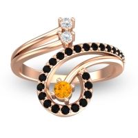 Citrine Fashion Ring In 18K Rose Gold With Lab Diamond And Black Onyx – Parusa Statement Ring