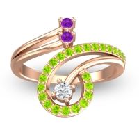 Diamond Fashion Ring In 18K Rose Gold With Amethyst And Peridot – Parusa Statement Ring