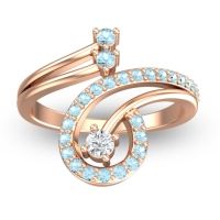 Lab Diamond Fashion Ring In 18K Rose Gold With Aquamarine – Parusa Statement Ring