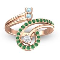 Diamond Fashion Ring In 14K Rose Gold With Aquamarine And Emerald – Parusa Statement Ring