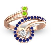 Lab Diamond Fashion Ring In 18K Rose Gold With Peridot And Blue Sapphire – Parusa Statement Ring