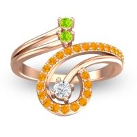 Lab Diamond Fashion Ring In 18K Rose Gold With Peridot And Citrine – Parusa Statement Ring