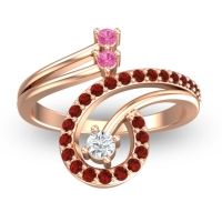 Diamond Fashion Ring In 18K Rose Gold With Pink Tourmaline And Garnet – Parusa Statement Ring