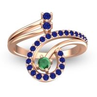 Emerald Fashion Ring In 14K Rose Gold With Blue Sapphire – Parusa Statement Ring