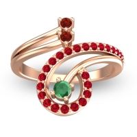 Emerald Fashion Ring In 14K Rose Gold With Garnet And Ruby – Parusa Statement Ring