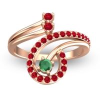 Emerald Fashion Ring In 14K Rose Gold With Ruby – Parusa Statement Ring
