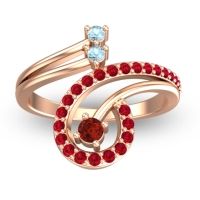 Garnet Fashion Ring In 18K Rose Gold With Aquamarine And Ruby – Parusa Statement Ring