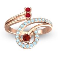 Garnet Fashion Ring In 18K Rose Gold With Ruby And Aquamarine – Parusa Statement Ring