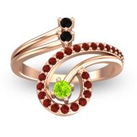 Peridot Fashion Ring In 18K Rose Gold With Black Onyx And Garnet – Parusa Statement Ring