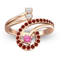 Pink Tourmaline Fashion Ring In 18K Rose Gold With Diamond And Garnet – Parusa Statement Ring
