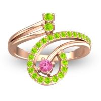 Pink Tourmaline Fashion Ring In 18K Rose Gold With Peridot – Parusa Statement Ring