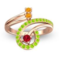 Ruby Fashion Ring In 18K Rose Gold With Citrine And Peridot – Parusa Statement Ring