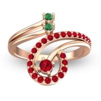 Ruby Fashion Ring In 18K Rose Gold With Emerald – Parusa Statement Ring