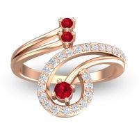 Ruby Fashion Ring In 18K Rose Gold With Lab Diamond – Parusa Statement Ring