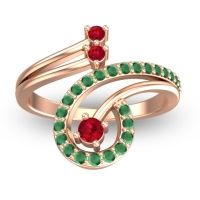 Ruby Fashion Ring In 14K Rose Gold With Emerald – Parusa Statement Ring