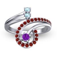 Amethyst Fashion Ring In Platinum With Aquamarine And Garnet – Parusa Statement Ring