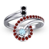 Aquamarine Fashion Ring In Platinum With Black Onyx And Garnet – Parusa Statement Ring