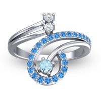 Aquamarine Fashion Ring In Platinum With Lab Diamond And Swiss Blue Topaz – Parusa Statement Ring