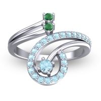 Aquamarine Fashion Ring In Platinum With Emerald – Parusa Statement Ring