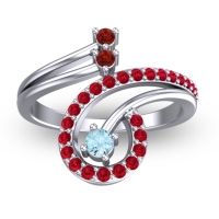 Aquamarine Fashion Ring In Palladium With Garnet And Ruby – Parusa Statement Ring