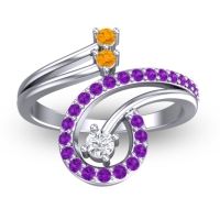 Lab Diamond Fashion Ring In Palladium With Citrine And Amethyst – Parusa Statement Ring