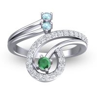Emerald Fashion Ring In Palladium With Aquamarine And Lab Diamond – Parusa Statement Ring