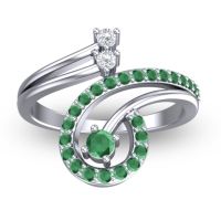 Emerald Fashion Ring In Palladium With Lab Diamond – Parusa Statement Ring