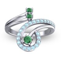 Emerald Fashion Ring In Platinum With Aquamarine – Parusa Statement Ring