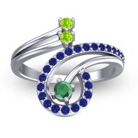 Emerald Fashion Ring In Platinum With Peridot And Blue Sapphire – Parusa Statement Ring