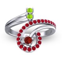 Garnet Fashion Ring In 18k White Gold With Peridot And Ruby – Parusa Statement Ring